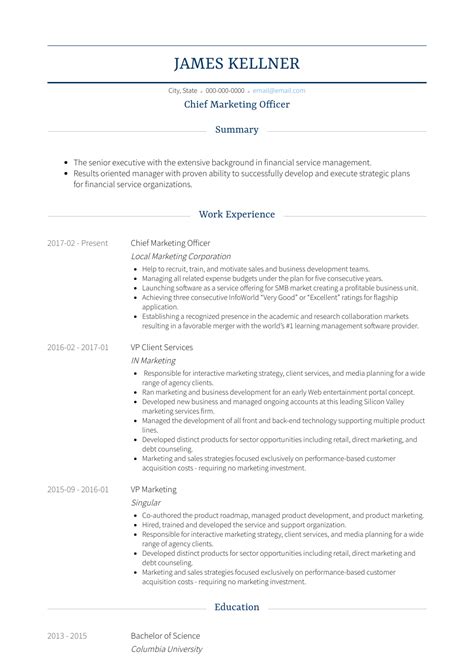 Chief Marketing Officer - Resume Samples and Templates | VisualCV