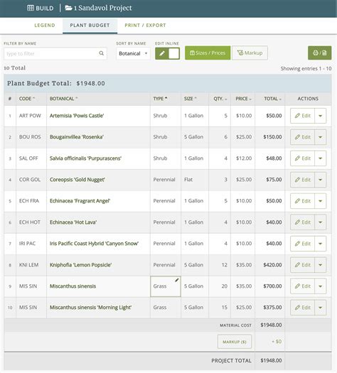 Plant Budget - Instantly calculate your plant costs in PlantMaster