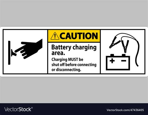 Caution first sign battery charging area charging Vector Image