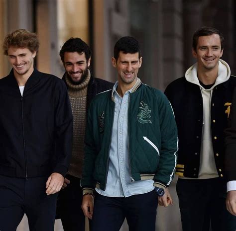 ATP Players Novak Djokovic, Matteo Berrettini, Alexander Zverev and Daniil Medvedev in Turin ...