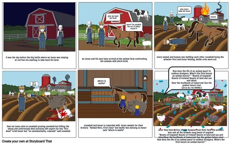 Animal Farm The Cowshed Battle Storyboard by 27539538