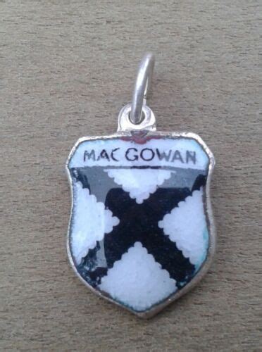 MacGowan Mac Gowan Coat of Arms / Family Crest Silver Plated Enamel Charm | eBay