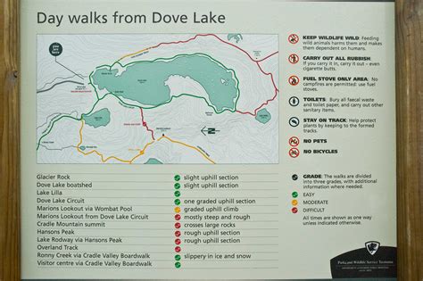 Карта-схема, Map, Озеро Дав, Lake Dove, Озеро Голубка, Парк Крэдл Маунтен, Cradle Mountain NP ...