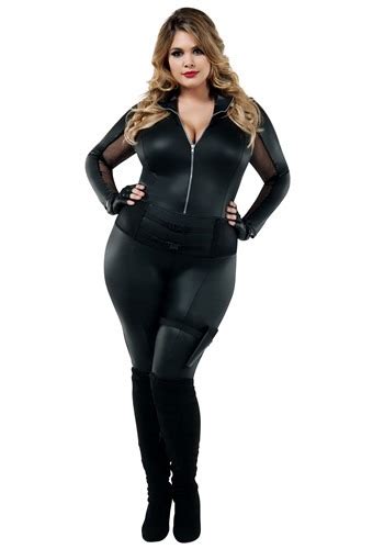 Plus Size Women's Secret Agent Costume | Spy Jumpsuit