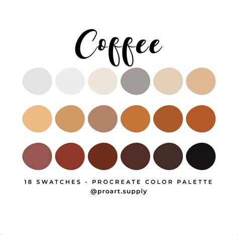 Buy COFFEE PROCREATE COLOR Palette Hex Codes Brown, Orange, Tan, Beige ...