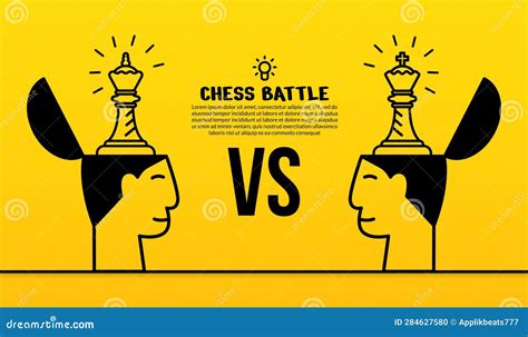 Human Heads with Linear Chess Illustration on Yellow Background, Concept of Business Strategy ...