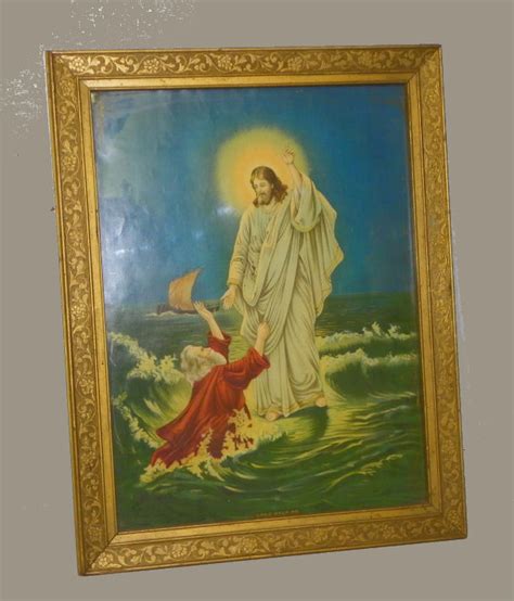 Bargain John's Antiques | Antique Religious Print Peter and Jesus Print - Lord Help Me - Bargain ...