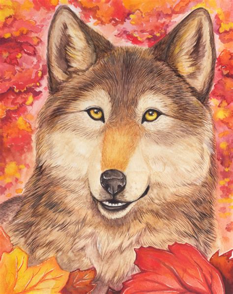 Autumn Wolf Original - Crazdude Art & Design