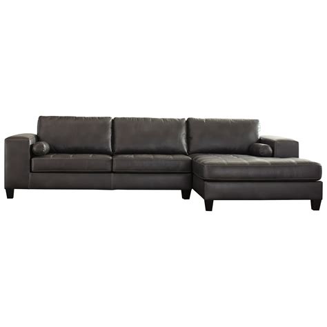 Signature Design by Ashley Nokomis Faux Leather 2-Piece Sectional with Right Chaise | Furniture ...