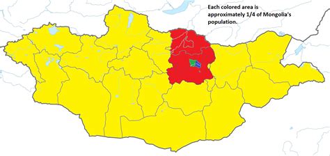 Population distribution in Mongolia [OC] : dataisbeautiful