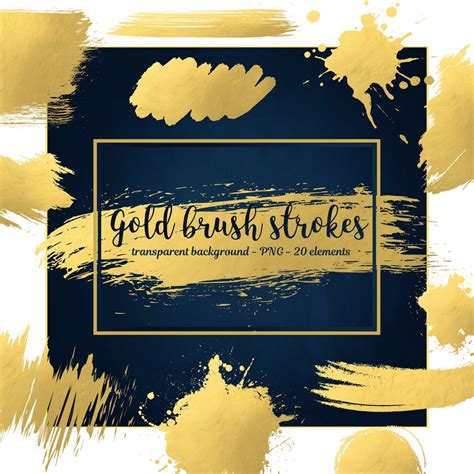 Gold Brush Strokes Gold Clipart Gold Foil Clipart Gold Splash - Etsy