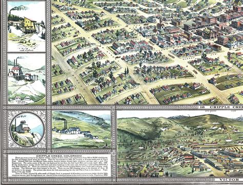 Cripple Creek, Colorado in 1896 - Bird's Eye View Map, Aerial map ...