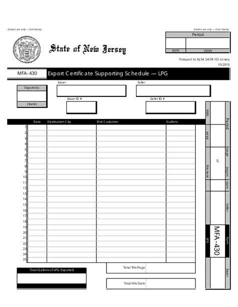 Form MFA-430 - Fill Out, Sign Online and Download Fillable PDF, New Jersey | Templateroller