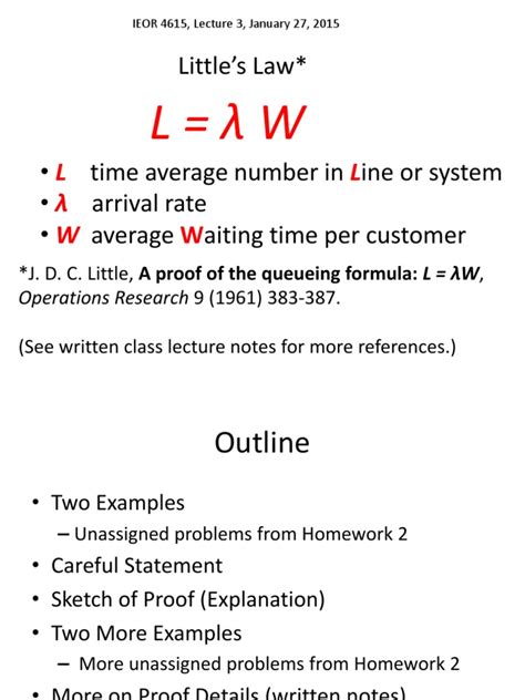 Little's Law*: *J. D. C. Little, A proof of the queueing formula: L ...