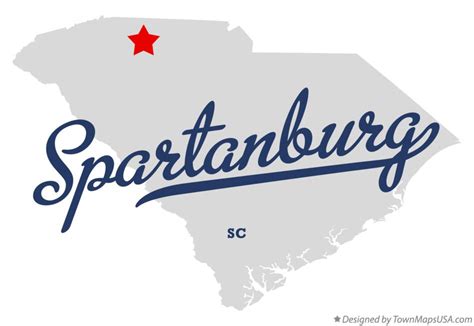 Map of Spartanburg, SC, South Carolina