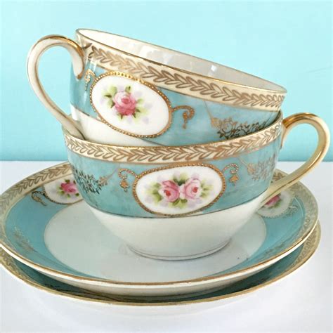 2 Antique Nippon Tea Cups 1930's Teacup Set Tea Party