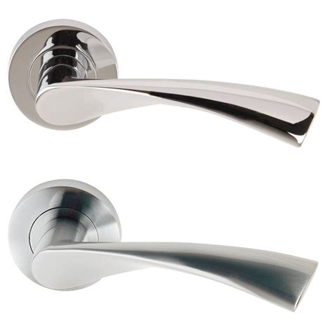 Monza Lever Internal Door Handle on Rose Chrome & Satin | DJM Direct