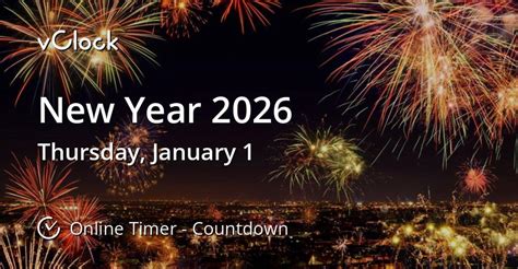 When is New Year 2026 - Countdown Timer Online - vClock