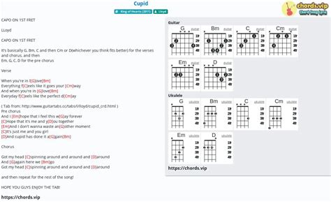 Hợp âm: Cupid - cảm âm, tab guitar, ukulele - lời bài hát | chords.vip