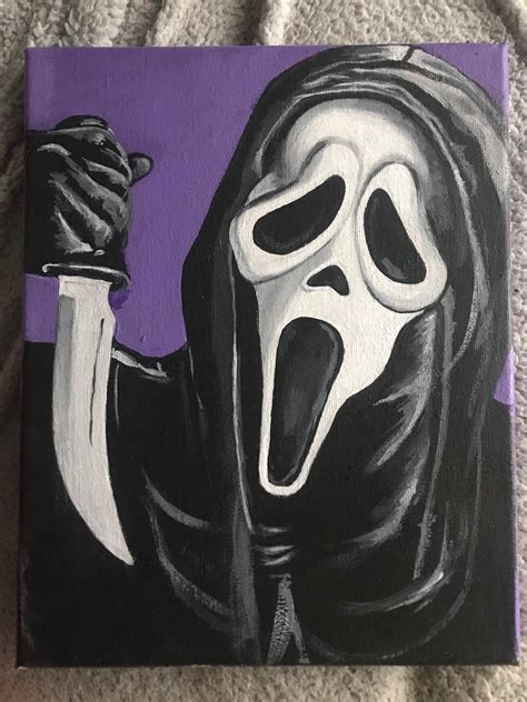 Ghost Face From Scream 8 by 10 Inch Acrylic Painting - Etsy | Halloween canvas art, Halloween ...