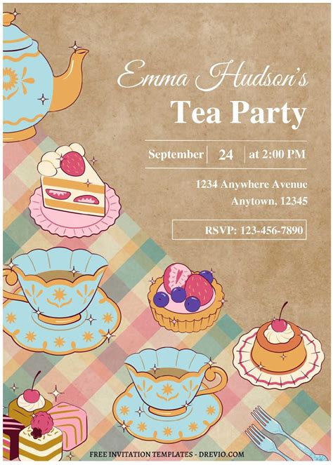 (Free Editable PDF) Delightful Tea Party Invitation Templates - Drevio : Free And Printable ...