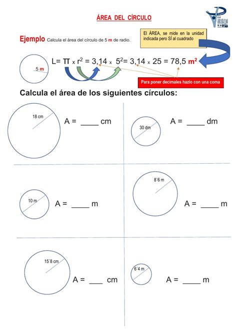 Ejercicio interactivo de Área del círculo | Perimetro de circulo, Circulo y circunferencia ...