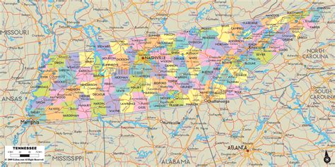 State Of Tennessee Map With Cities