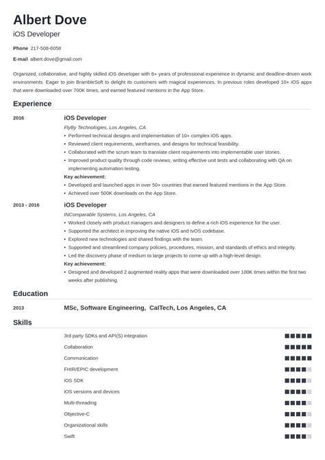 iOS Developer Resume: Sample & Writing Guide [20+ Tips]