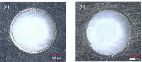 The morphology of punched hole at the bottom: (a) Front, and (b ...