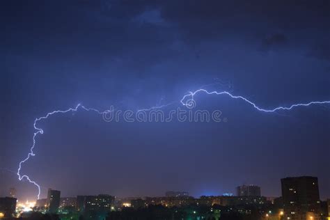 Night Sky with Lightning Over the City Stock Photo - Image of night, weather: 68691310