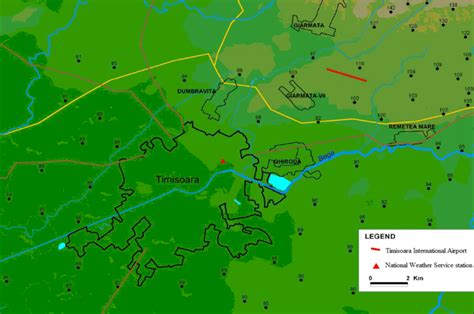 Location of the National Weather Service weather station and Timisoara... | Download Scientific ...