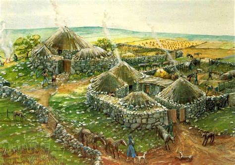 Reconstruction of the Iron Age Chysauster Ancient Village some 2,000 years ago by Judith Dobie ...