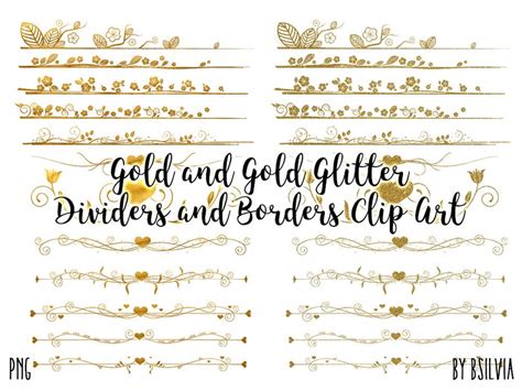 Gold Dividers and Borders Clip Art, Gold Glitter Dividers and Borders ...