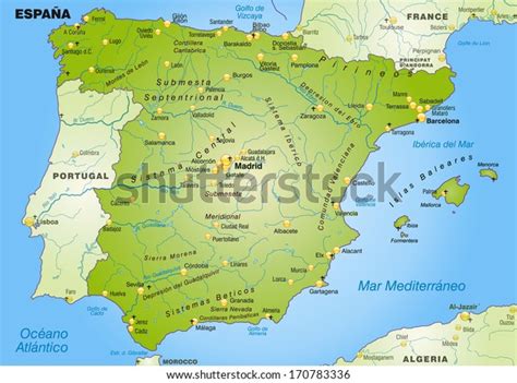 Map Spain Overview Map Green Stock Illustration 170783336