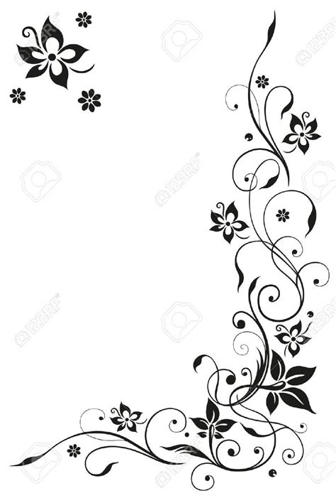 Abstract, floral tendril, black vector | Beautiful flower drawings, Flower drawing, Hand art