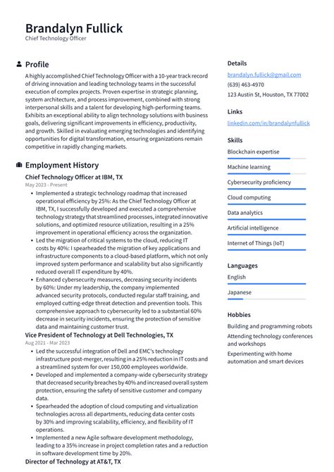 Chief Technology Officer Resume Examples and Templates