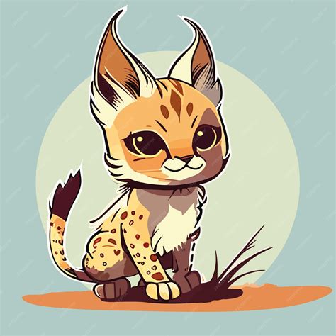 Premium Vector | A cartoon drawing of a lynx sitting in a field