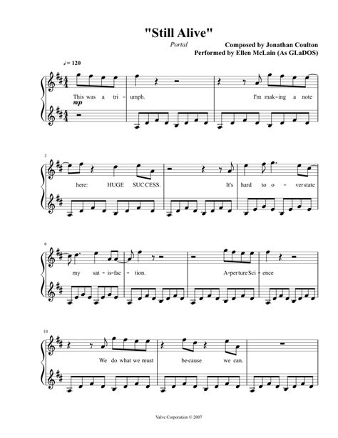 Still Alive - Portal Sheet music for Piano (Solo) | Musescore.com