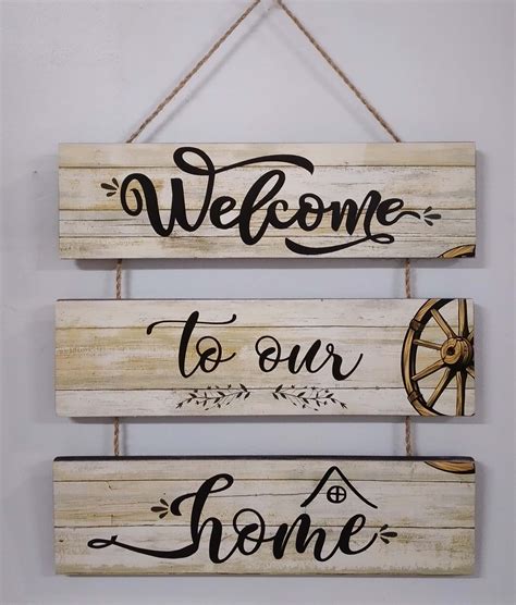 Hanging Welcome to our Home Rustic Vintage Wood Wall Decor Home Décor Inspirational Bible Verse ...