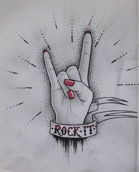 Rock'n'Roll hand girly metal rock it tattoo flavia fricker | Rock n roll tattoo, Rock n roll art ...