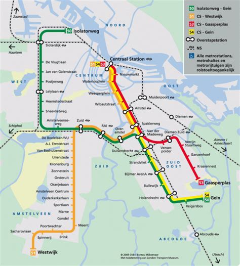 Amsterdam metro map, Netherlands