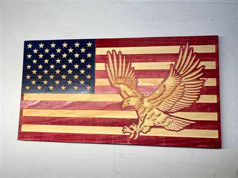 American Flag With Eagle Wooden Flag - Etsy