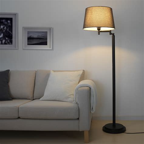 HALKIP Floor lamp w/swing arm+LED bulb, gray - IKEA