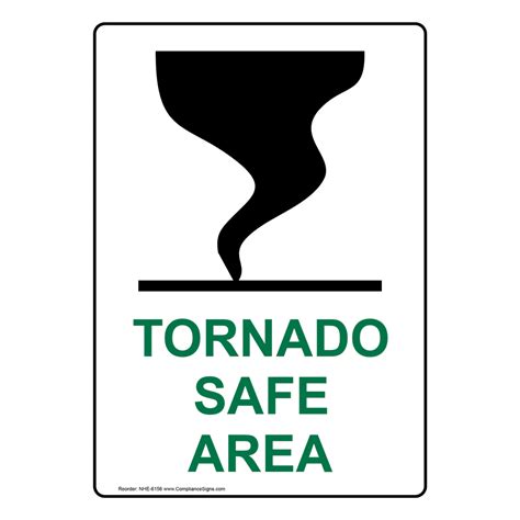 Tornado Safe Area Sign NHE-6156 Severe Weather Shelter