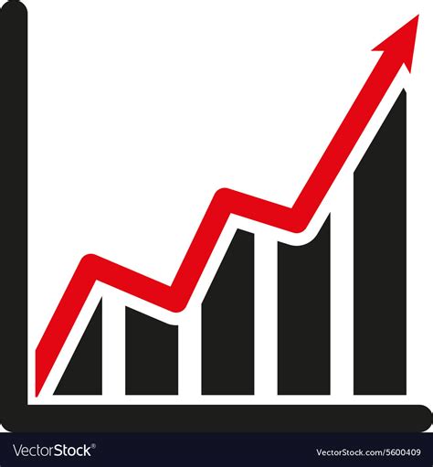 Growing graph icon growth and up symbol flat Vector Image