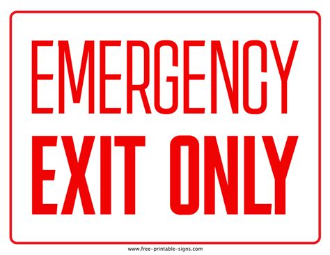 Printable Emergency Exit Only Sign – Free Printable Signs