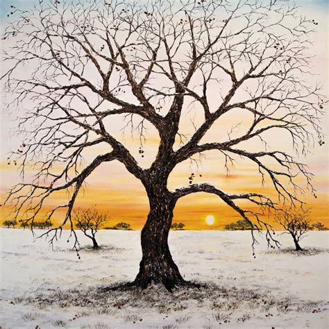 Oak Tree in Winter Painting by hazel thomson | Saatchi Art