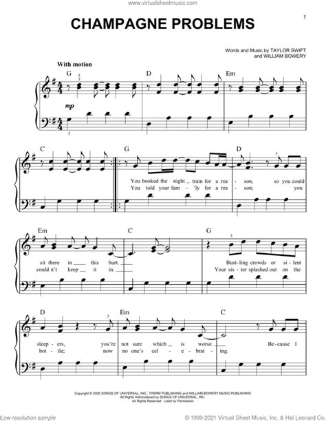 champagne problems, (easy) sheet music for piano solo (PDF)