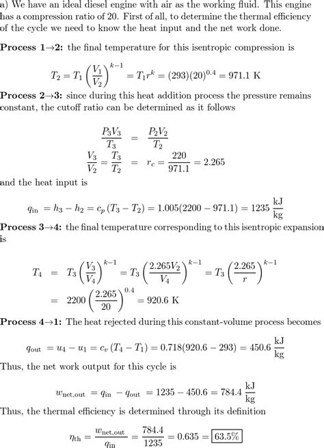 An ideal diesel engine has a compression ratio of 20 and use | Quizlet