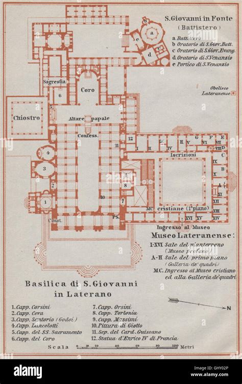 Archbasilica St John Lateran Arcibasilica Papale San Giovanni Laterano, 1909 map Stock Photo - Alamy